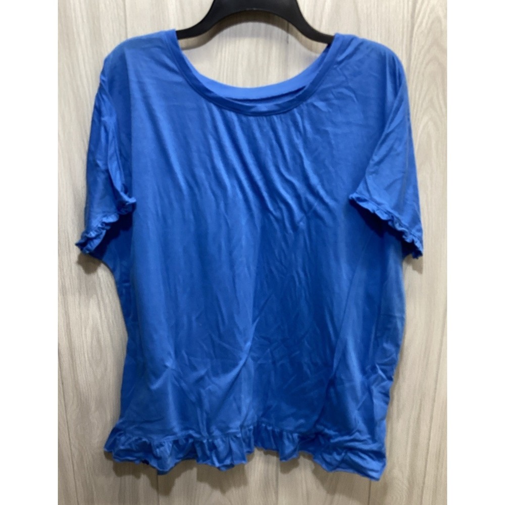 DREAMS CO. Women's (Size 1X) Short Sleeve Crew Neck Sleepshirt Hem/Sleeve Accent